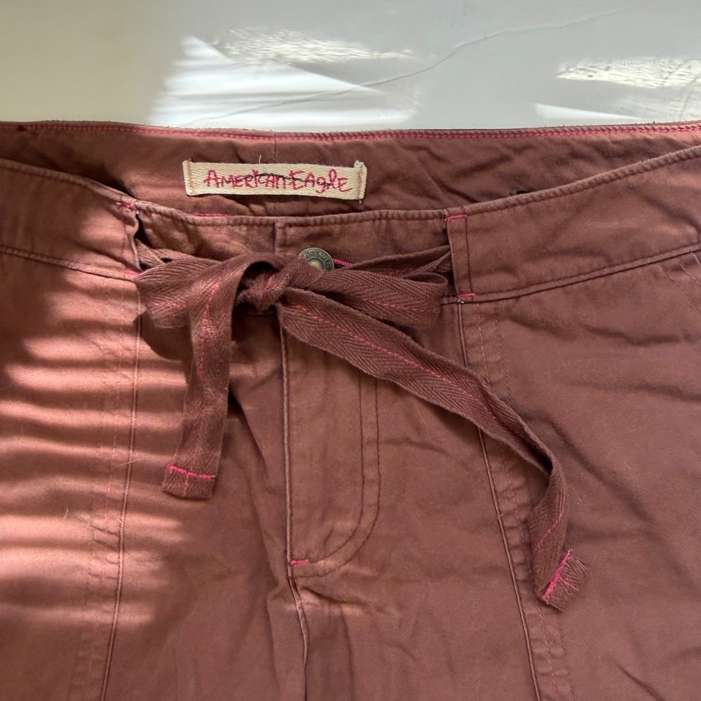 Y2K American Eagle Brown Utility Cargo Capris Boho Granola vintage gorpcore camp - Picture 3 of 8